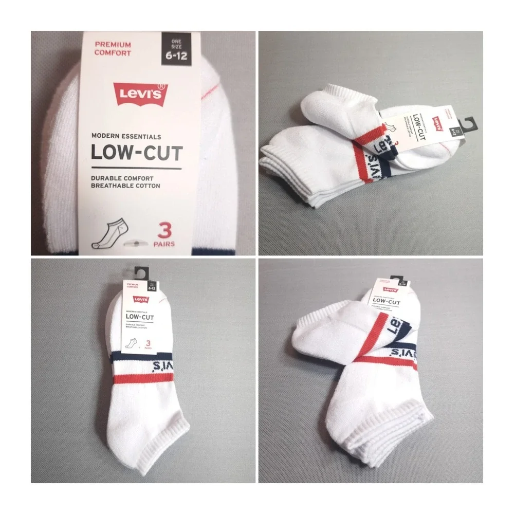 Levi's 3 Pairs Men's Half Cushion Low-Cut Socks Shoe Size 6-12‎ Durable Comfort